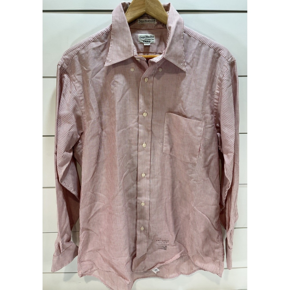 Vintage Enro Natural Blend Oxford Button Down Shirt Men's Red White Stripe L/XL